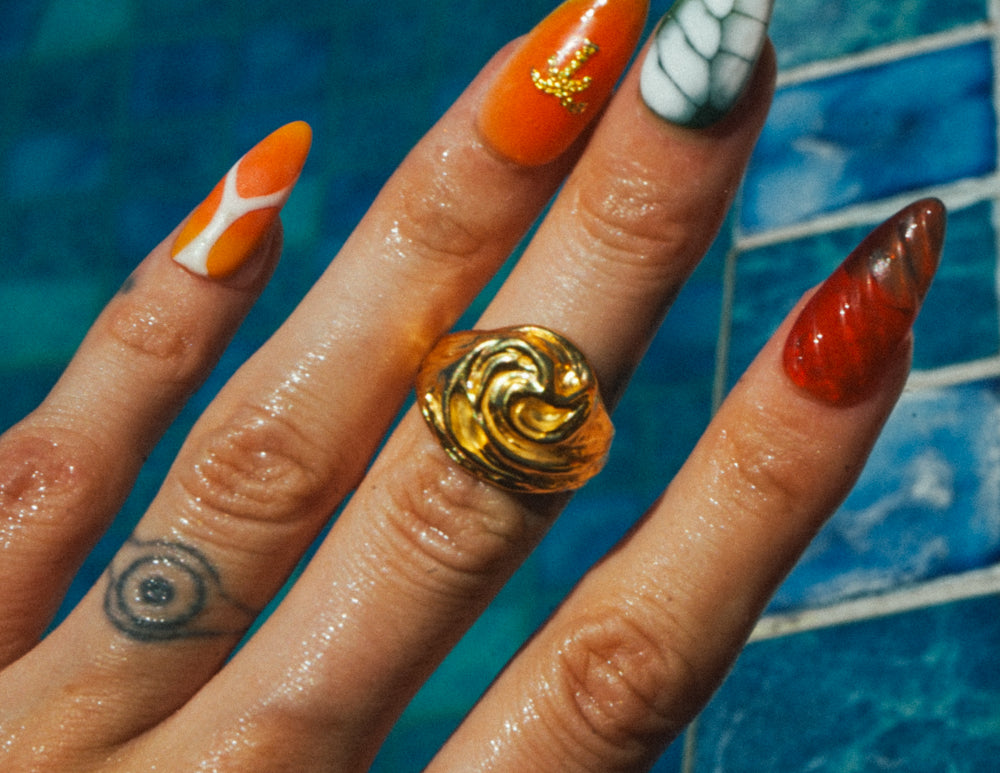 Tidal Wave Ring in Gold | Unisex Handmade Statement Jewelry