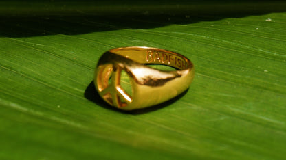 Peace Sign Signet in Gold