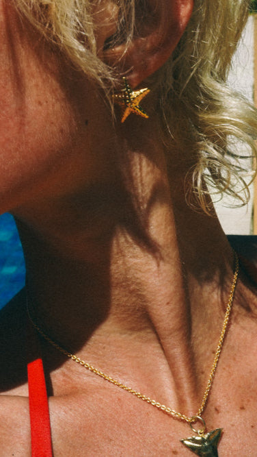 Starfish Earrings in Gold | Unisex Handmade Statement Jewelry