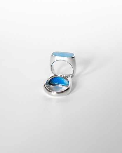 Blue Fin Signet Ring | Handmade Recycled Surfboard Resin Jewelry