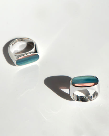 Striper Fish Signet Ring | Handmade Recycled Surfboard Resin Jewelry