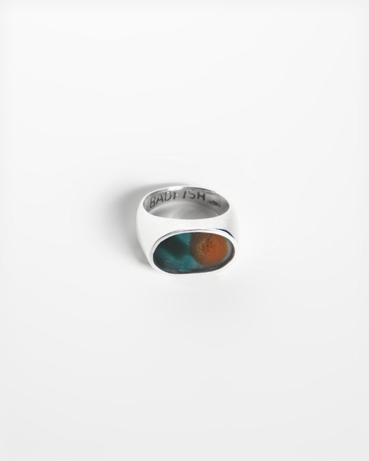 Mandarin Fish Oval Signet Ring | Handmade Recycled Surfboard Resin Jewelry