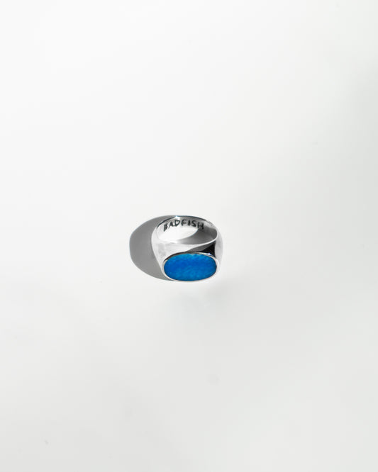 Blue Fin Oval Signet Ring | Handmade Recycled Surfboard Resin Jewelry