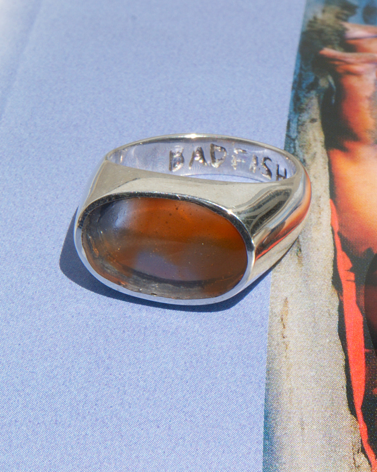 Mandarin Fish Oval Signet Ring | Handmade Recycled Surfboard Resin Jewelry