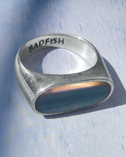 Striper Fish Signet Ring | Handmade Recycled Surfboard Resin Jewelry
