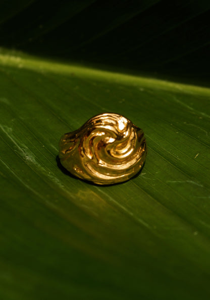 Tidal Wave Ring in Gold | Unisex Handmade Statement Jewelry