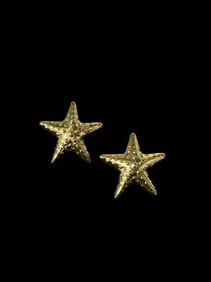 Two Gold Starfish Stud Earrings Top Perspective
